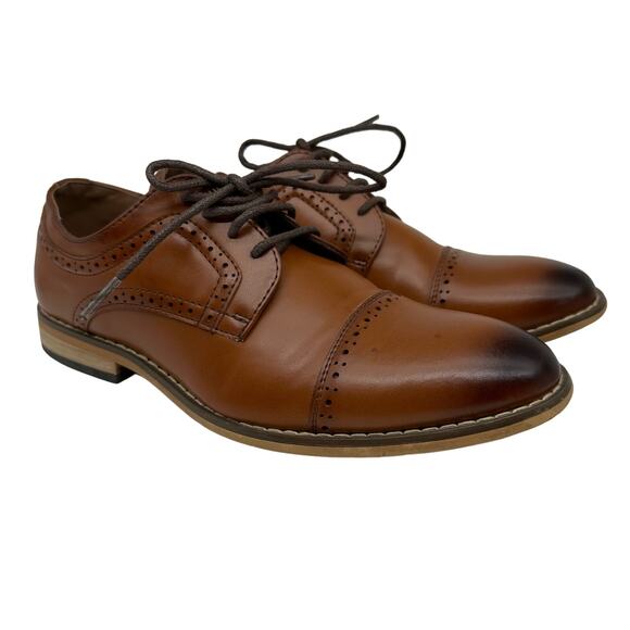 Stacy Adams Dickinson Cap-Toe Lace-up Oxford Cognac Brown Youth Boys Size 3 - Picture 1 of 16